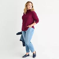 St. John's Bay Womens Long Sleeve Mock Neck Top Plus