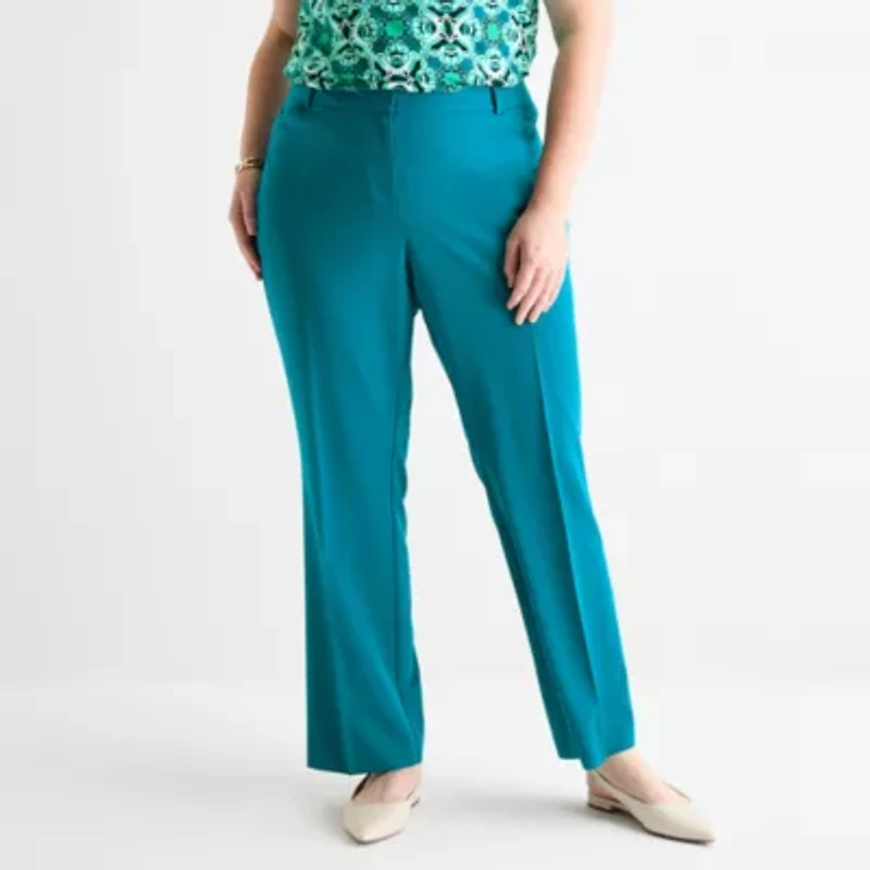 Liz Claiborne Audra Tailored Curvy Womens Mid Rise Straight Pant Plus