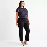 Liz Claiborne Womens Straight Plus Pull-On Pant