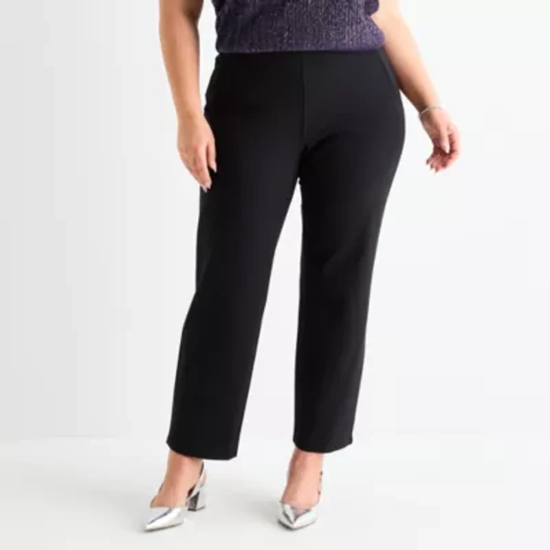Liz Claiborne Womens Straight Plus Pull-On Pant