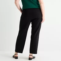 Liz Claiborne Womens Easy-on + Easy-off Seated Wear Straight Plus Pull-On Pant