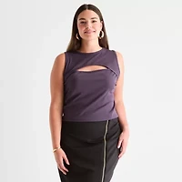 Bold Elements Womens Plus Crew Neck Sleeveless Blouse
