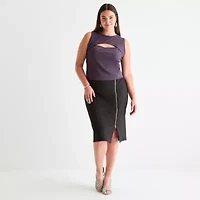 Bold Elements Womens Plus Crew Neck Sleeveless Blouse