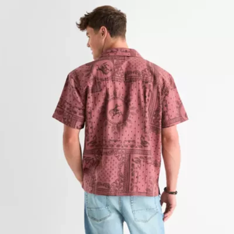 Arizona Mens Short Sleeve Fitted Button-Down Shirt