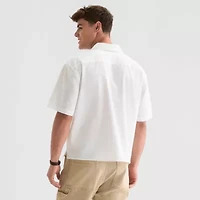 Arizona Mens Relaxed Fit Short Sleeve Embroidered Button-Down Shirt