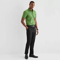 J. Ferrar Ultra Comfort Mens Short Sleeve Regular Fit Wrinkle Free Button-Down Shirt
