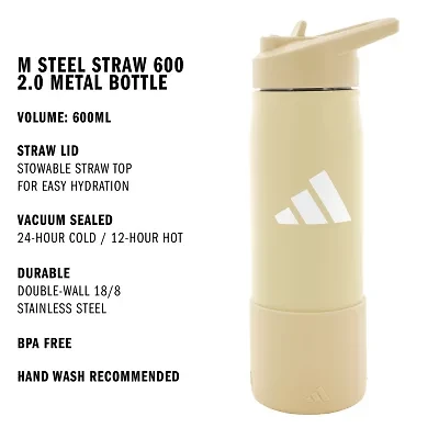 adidas M Steel Straw 600 Metal Vanilla Water Bottle