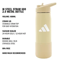 adidas M Steel Straw 600 Metal Vanilla Water Bottle