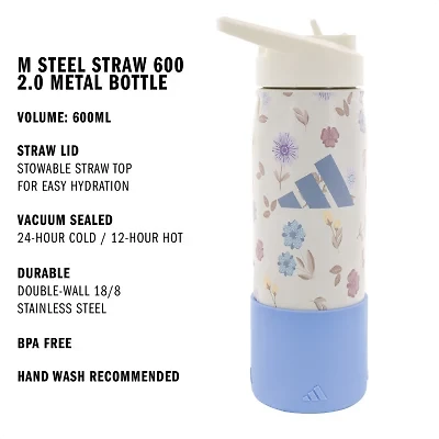 adidas M Steel Straw 600 Metal Floral Water Bottle