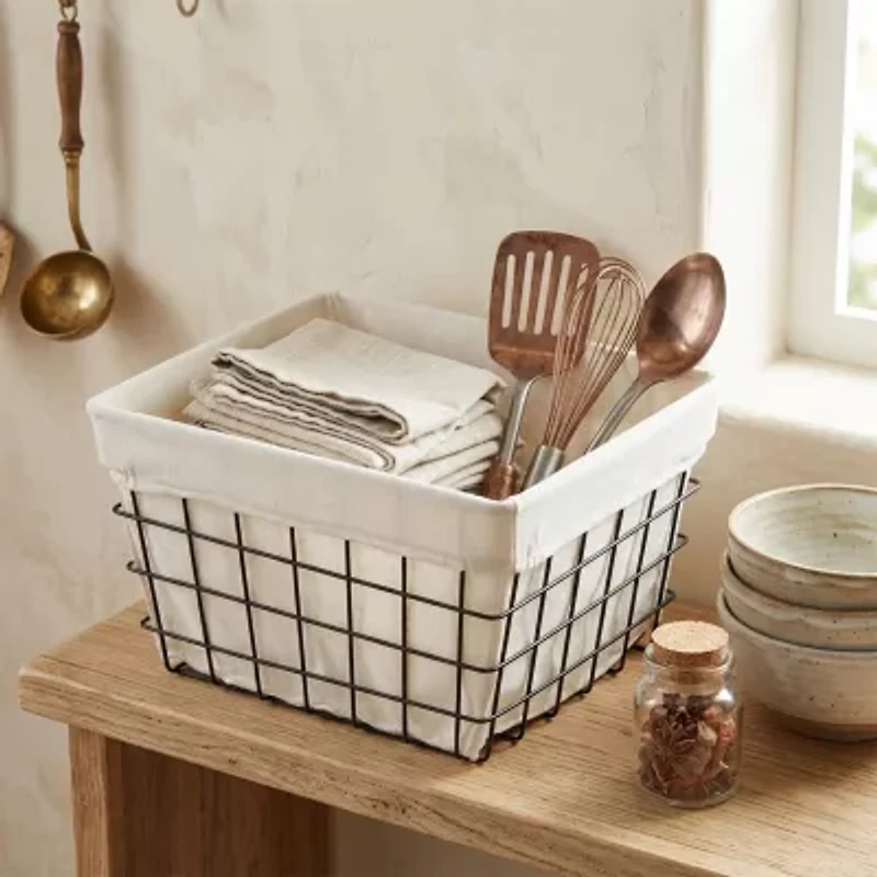 Cheungs Lined Rectangular Metal Basket