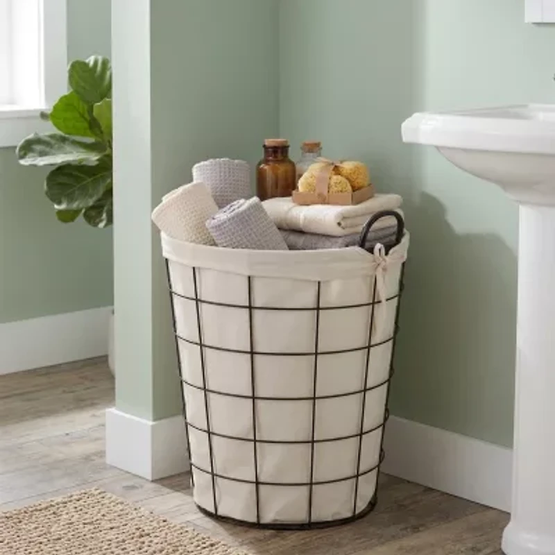 Cheungs Lined Metal Wire Laundry Basket
