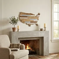 Hanging Mixed Media Wood And USA Metal Wall Art