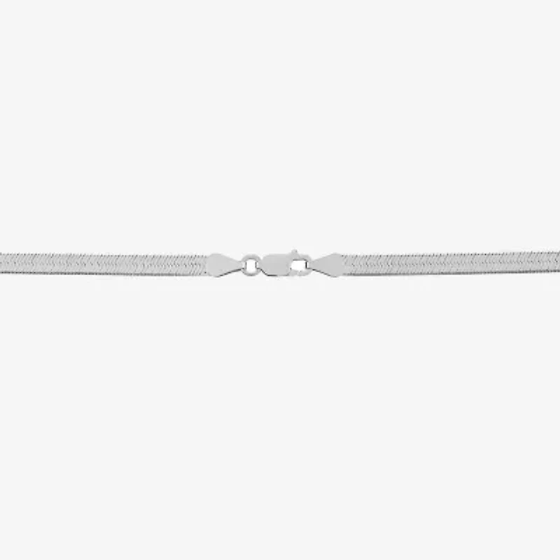 Made In Italy Womens Sterling Silver 18 Inch Herringbone Chain Necklace