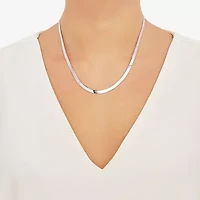 Made In Italy Womens Sterling Silver 18 Inch Herringbone Chain Necklace
