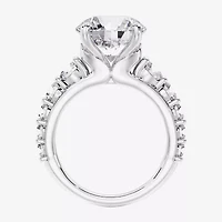 (F / Vs2) Womens 4 CT. T.W. Lab Grown White Diamond 14K Gold Round Side Stone Engagement Ring