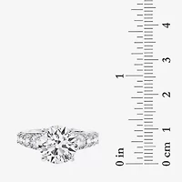 (F / Vs2) Womens 4 CT. T.W. Lab Grown White Diamond 14K Gold Round Side Stone Engagement Ring
