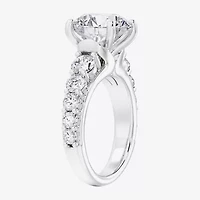 (F / Vs2) Womens 4 CT. T.W. Lab Grown White Diamond 14K Gold Round Side Stone Engagement Ring