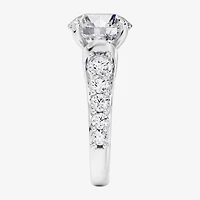 (F / Vs2) Womens 4 CT. T.W. Lab Grown White Diamond 14K Gold Round Side Stone Engagement Ring