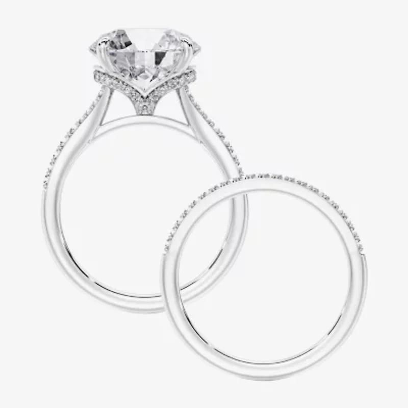 Signature By Modern Bride (F / Vs2) Womens 5 1/2 CT. T.W. Lab Grown White Diamond 10K Gold Round Side Stone Bridal Set