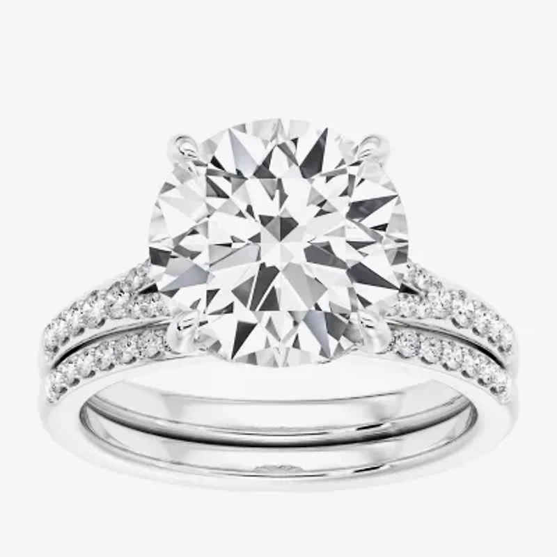 Signature By Modern Bride (F / Vs2) Womens 5 1/2 CT. T.W. Lab Grown White Diamond 10K Gold Round Side Stone Bridal Set