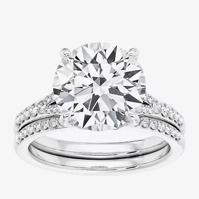 Signature By Modern Bride (F / Vs2) Womens 5 1/2 CT. T.W. Lab Grown White Diamond 10K Gold Round Side Stone Bridal Set