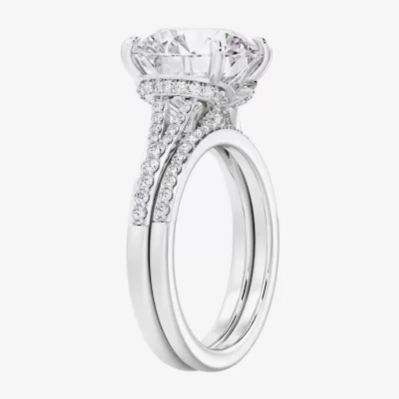 Signature By Modern Bride (F / Vs2) Womens 5 1/2 CT. T.W. Lab Grown White Diamond 10K Gold Round Side Stone Bridal Set