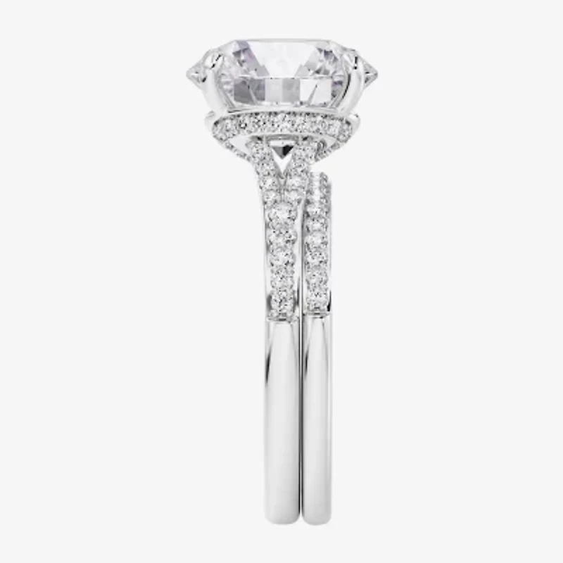 Signature By Modern Bride (F / Vs2) Womens 5 1/2 CT. T.W. Lab Grown White Diamond 10K Gold Round Side Stone Bridal Set
