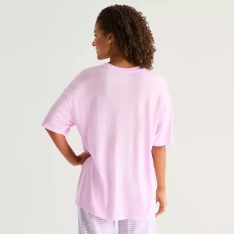 Arizona Body Womens Round Neck Short Sleeve Juniors Pajama Top