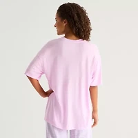 Arizona Body Womens Round Neck Short Sleeve Juniors Pajama Top