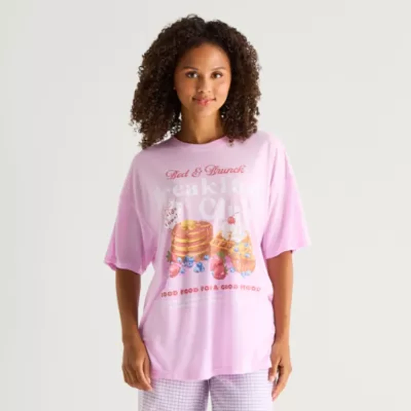 Arizona Body Womens Round Neck Short Sleeve Juniors Pajama Top