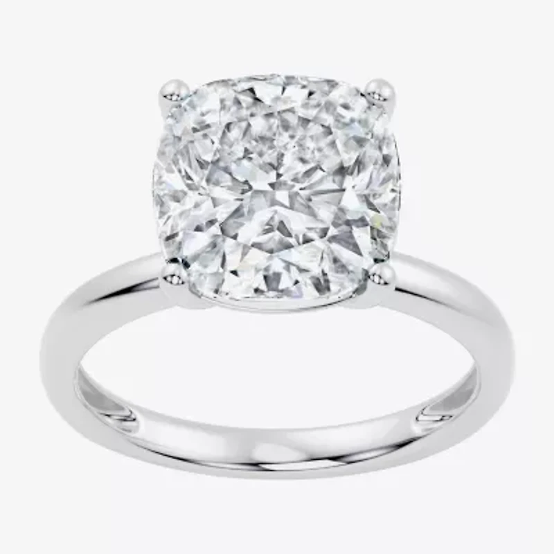 F / Vs2) Womens 5 CT. T.W. Lab Grown White Diamond 14K Gold Cushion Engagement Ring