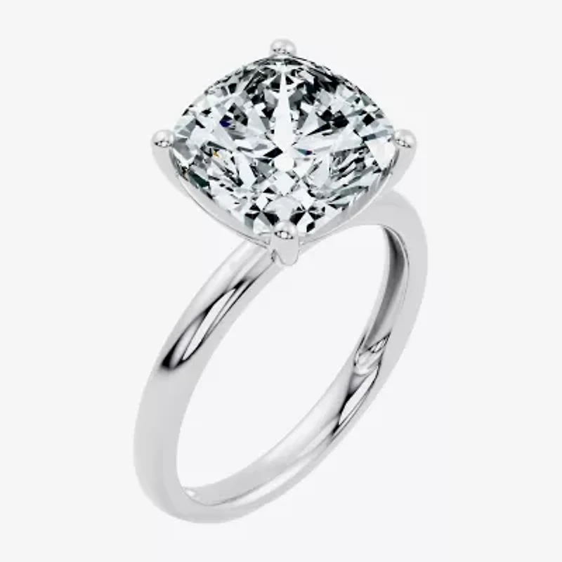 F / Vs2) Womens 5 CT. T.W. Lab Grown White Diamond 14K Gold Cushion Engagement Ring