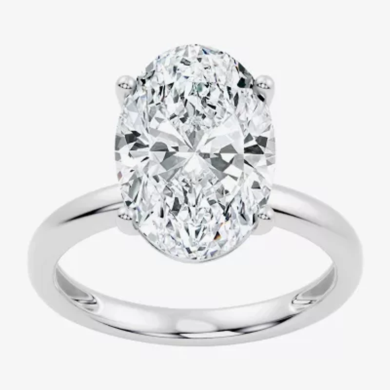 F/Vs2) Womens Ct. Lab Grown White Diamond 14K Gold Oval Solitaire Engagement Ring