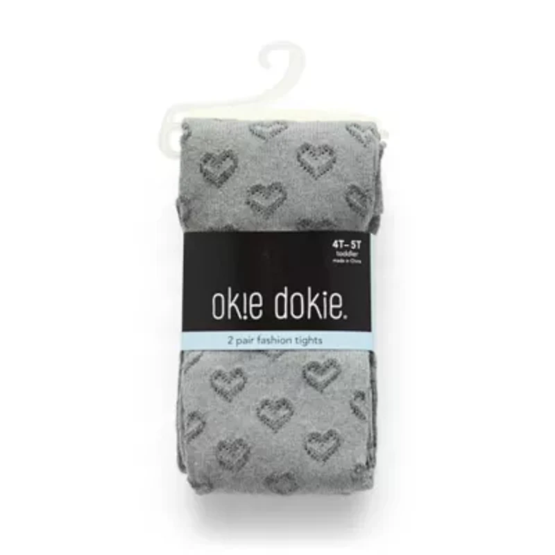 Okie Dokie Toddler Girls 2-pc. Hearts Tights