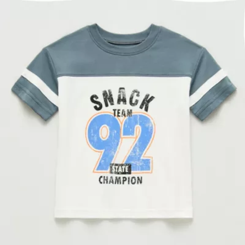 Okie Dokie Toddler & Little Boys Round Neck Short Sleeve Relaxed Fit Graphic T-Shirt