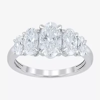 (F / Vs2) Womens 2 CT. T.W. Lab Grown White Diamond 10K Gold Oval 5-Stone Engagement Ring