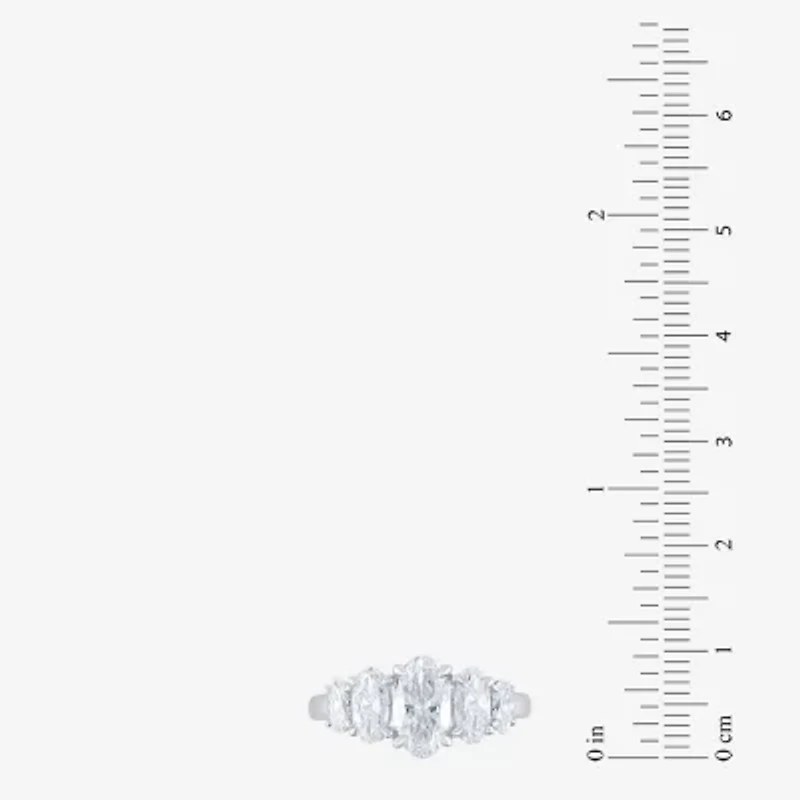 (F / Vs2) Womens 2 CT. T.W. Lab Grown White Diamond 10K Gold Oval 5-Stone Engagement Ring