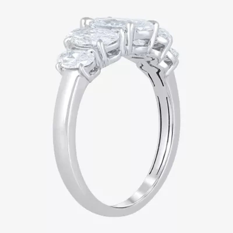 (F / Vs2) Womens 2 CT. T.W. Lab Grown White Diamond 10K Gold Oval 5-Stone Engagement Ring