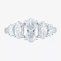 (F / Vs2) Womens 2 CT. T.W. Lab Grown White Diamond 10K Gold Oval 5-Stone Engagement Ring