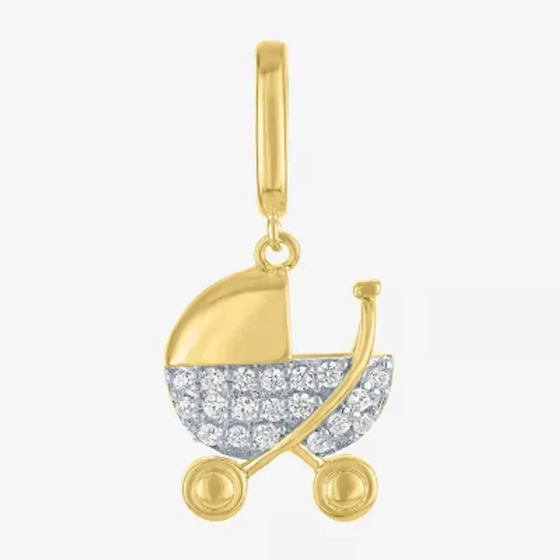 Charmed by Diamond Addiction Stroller (G-H / Si2- I1) Womens 1/10 CT. T.W. Lab Grown White 14K Gold Over Silver Pendant