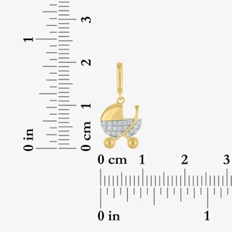 Charmed by Diamond Addiction Stroller (G-H / Si2- I1) Womens 1/10 CT. T.W. Lab Grown White 14K Gold Over Silver Pendant