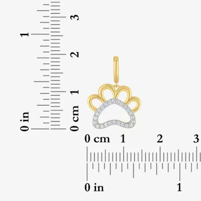 Charmed by Diamond Addiction Paw Print (G-H / Si2- I1) Womens 1/10 CT. T.W. Lab Grown White 14K Gold Over Silver Pendant