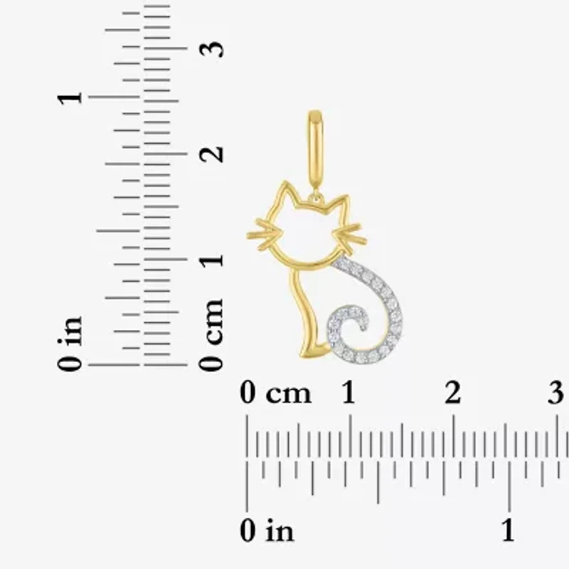 Charmed by Diamond Addiction 1/10 CT. T.W. Cat (G-H / Si2- I1) White 14K Gold Over Silver Charm