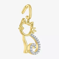 Charmed by Diamond Addiction 1/10 CT. T.W. Cat (G-H / Si2- I1) White 14K Gold Over Silver Charm