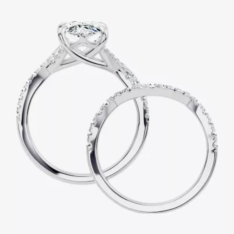Signature By Modern Bride (F-G / Vs2-Si1) Womens 3 1/2 CT. T.W Lab Grown White Diamond 10K Gold Marquise Side Stone Bridal Set