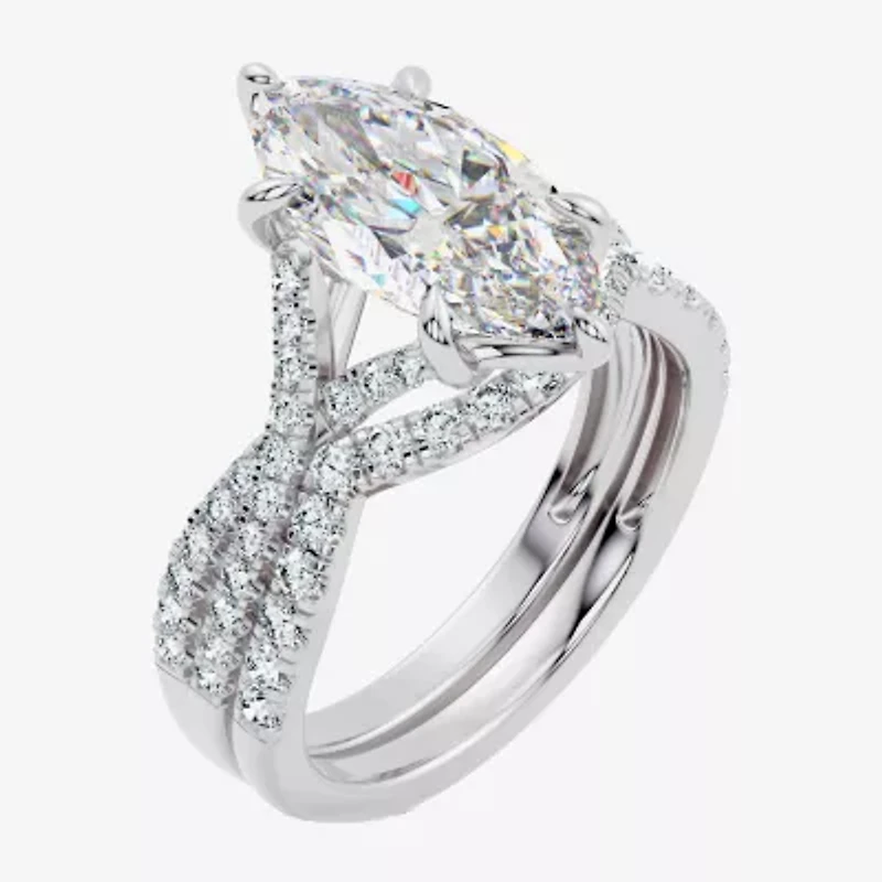 Signature By Modern Bride (F-G / Vs2-Si1) Womens 3 1/2 CT. T.W Lab Grown White Diamond 10K Gold Marquise Side Stone Bridal Set