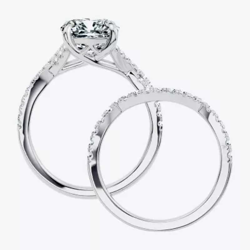 Signature By Modern Bride (F-G / Vs2-Si1) Womens 3 1/2 CT. T.W Lab Grown White Diamond 10K Gold Cushion Side Stone Bridal Set