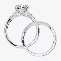 Signature By Modern Bride (F-G / Vs2-Si1) Womens 3 1/2 CT. T.W Lab Grown White Diamond 10K Gold Cushion Side Stone Bridal Set