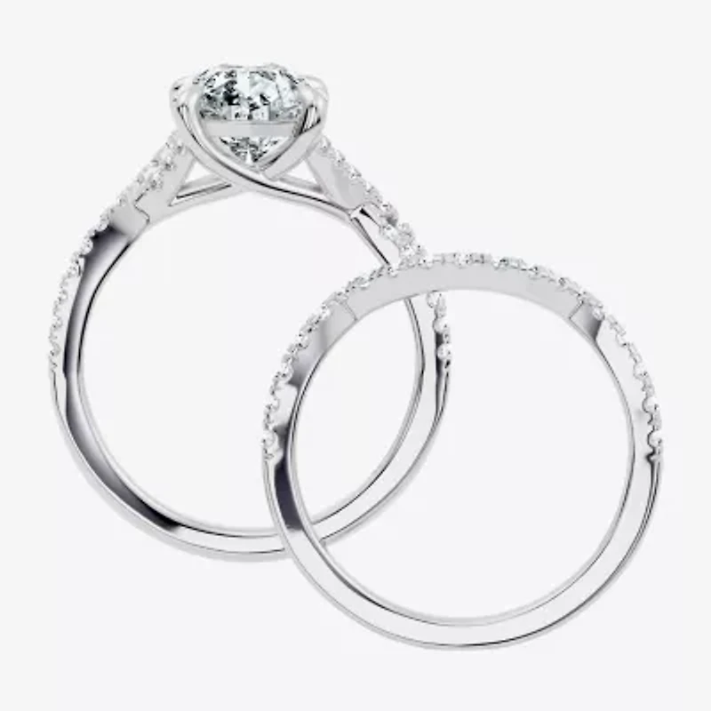 Signature By Modern Bride (F-G / Vs2-Si1) Womens 3 1/2 CT. T.W Lab Grown White Diamond 10K Gold Pear Side Stone Bridal Set
