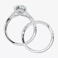 Signature By Modern Bride (F-G / Vs2-Si1) Womens 3 1/2 CT. T.W Lab Grown White Diamond 10K Gold Pear Side Stone Bridal Set